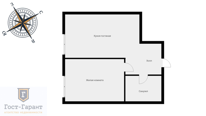 Адрес: Шелихова проезд, дом 1к1, агентство недвижимости Гост-Гарант, планировка: символ жк индивидуальный проект , комнат: 2. Фото 7
