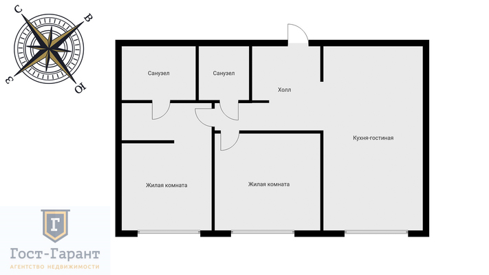 Адрес: Базовская улица, дом 15Бк4, агентство недвижимости Гост-Гарант, планировка: пик, комнат: 3. Фото 23
