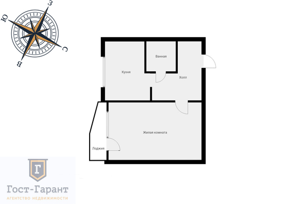 Адрес: Зои и Александра Космодемьянских улица, дом 27, агентство недвижимости Гост-Гарант, планировка: п44т, комнат: 1. Фото 10