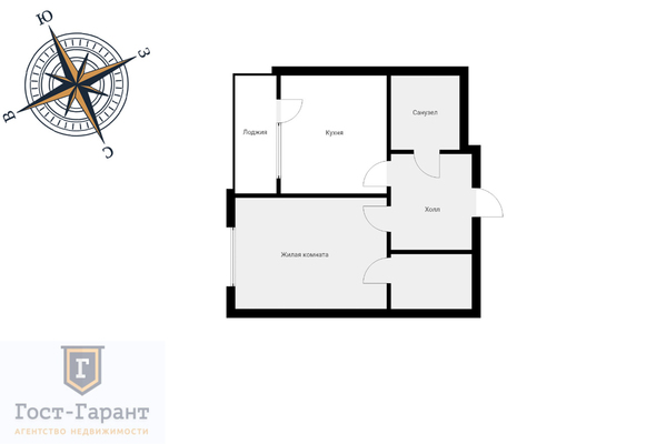 Адрес: Котельники, Сосновая улица, дом 2, агентство недвижимости Гост-Гарант, планировка: жк белые росы, комнат: 1. Фото 10