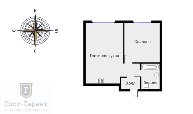 Адрес: Боровское шоссе, дом 2к2, агентство недвижимости Гост-Гарант, планировка: ПИК-2, комнат: 2. Фото 10