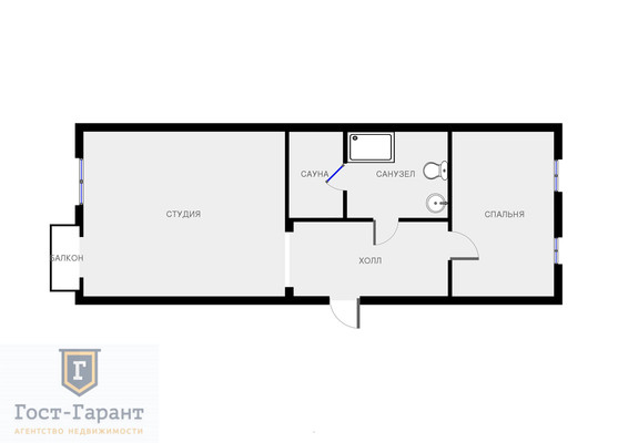 Адрес: Тихвинский переулок, дом 10-12к2, агентство недвижимости Гост-Гарант, планировка: Индивидуальный проект, комнат: 2. Фото 12